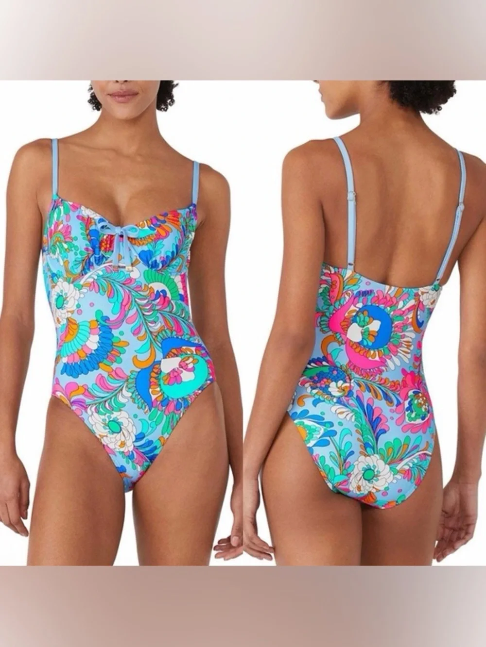 Kate Spade One Piece Underwire Swimsuit - Sea Garden Floral - Size M - NWT